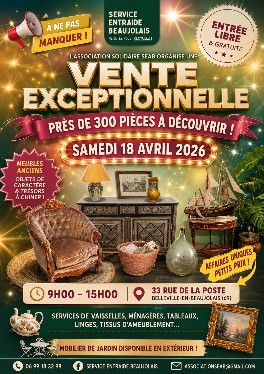 Exemple de flyer surchargé d'effets graphiques où le message principal manque de visibilité.
